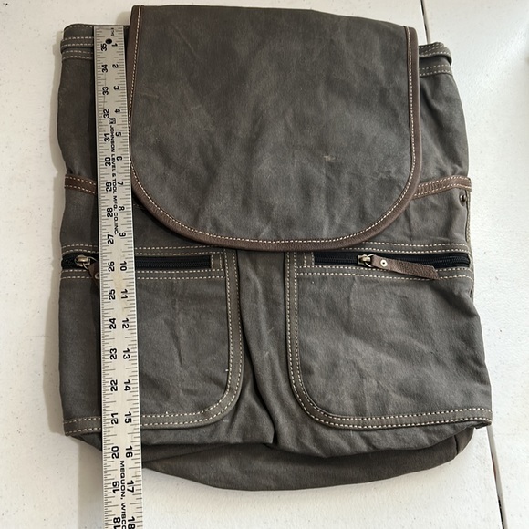 Clea Ray, Gray & Brown, Repurposed Military Canvas, Backpack. - Picture 8 of 9